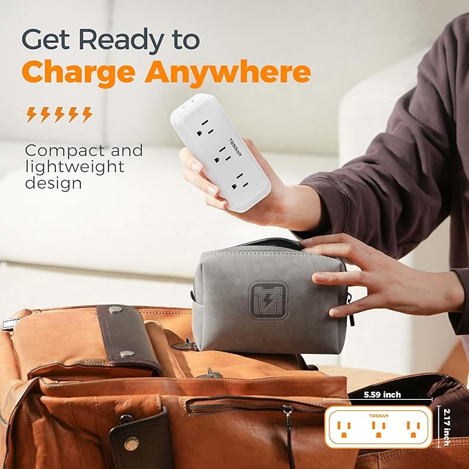 Multi Plug Outlet Splitter, TESSAN Multiple Plug Surge Protector, 5 Outlet