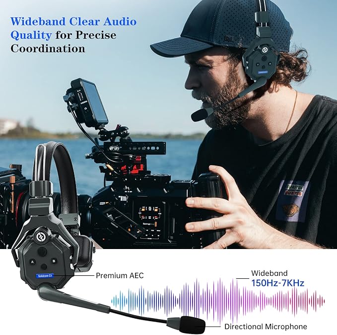 Hollyland Solidcom C1 2 Users 1100ft Full-Duplex Wireless Headset Intercom