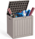 Sersper 30 Gallon Deck Box, Outdoor Lockable Storage Resin Box for Package-Sports Equipment-Garden Tools, Waterproof and UV Resistant Patio Storage Box, Grey