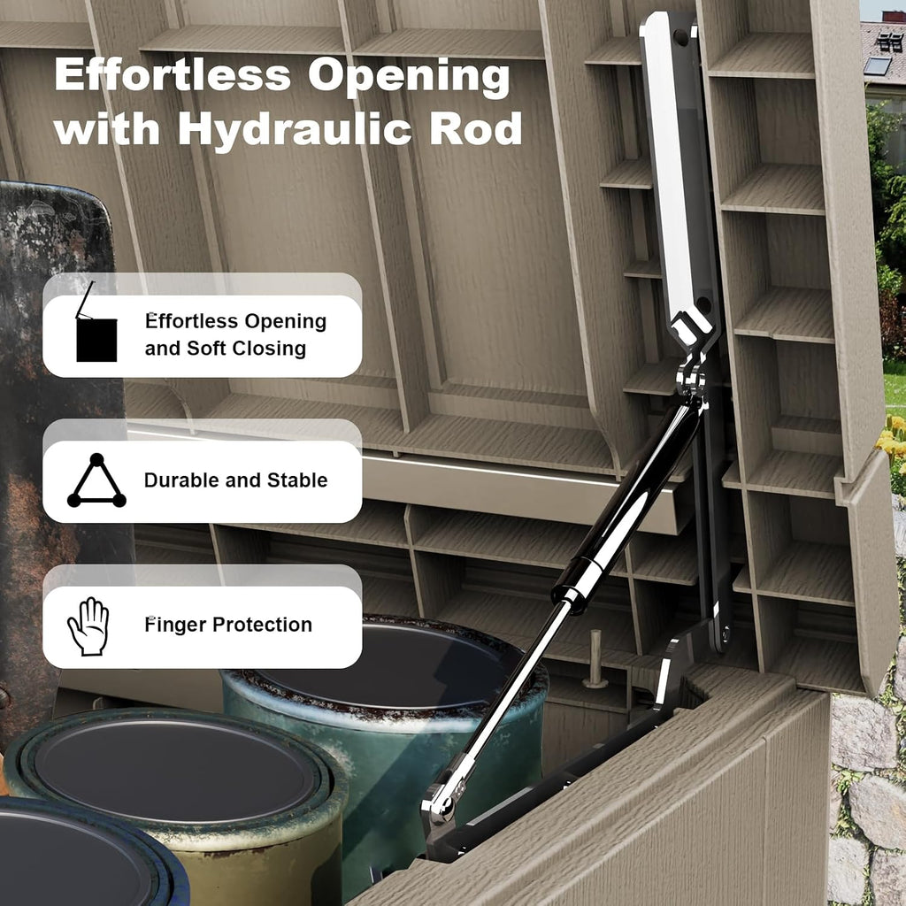 280 gallon outdoor deck box, lockable waterproof outdoor, close-up detail