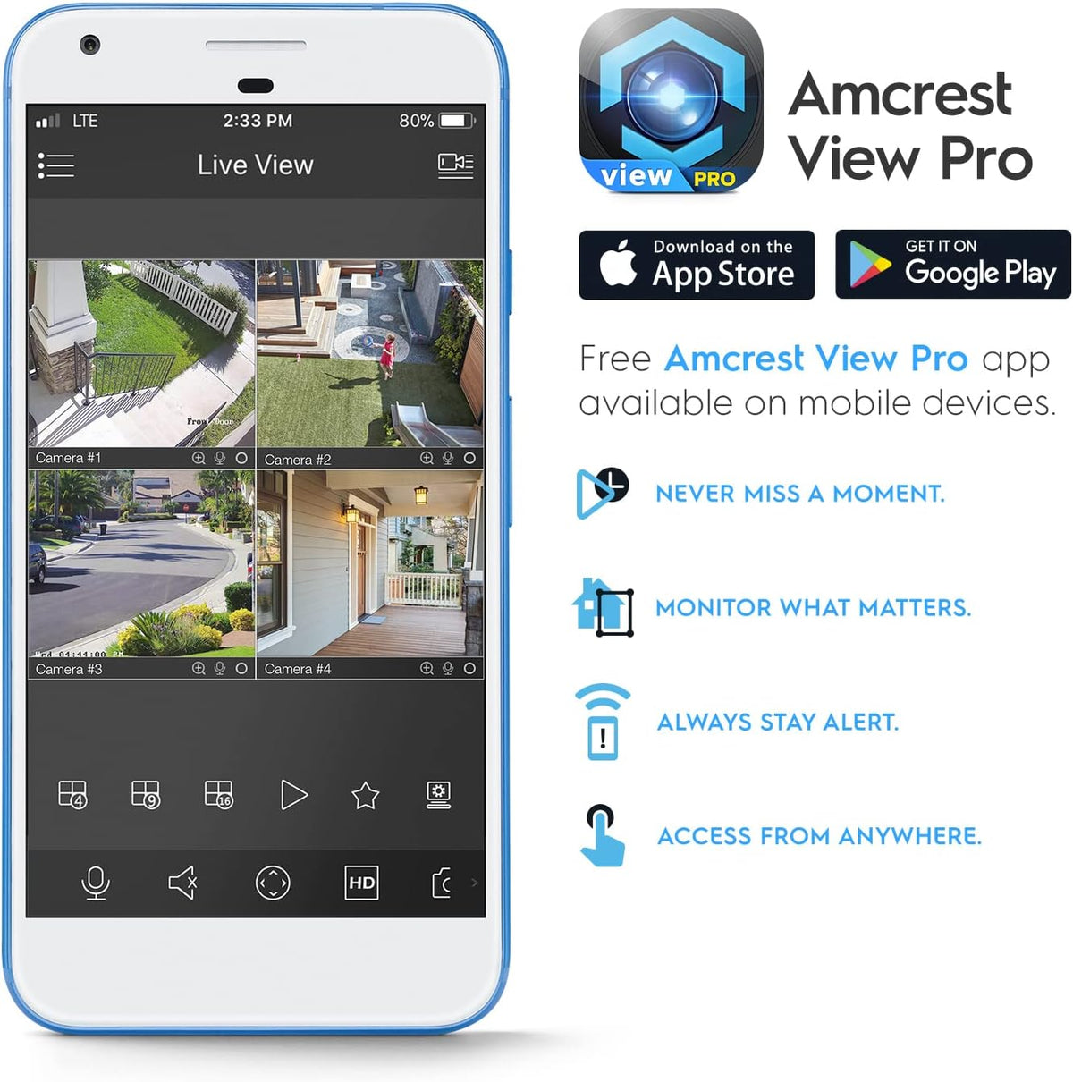 amcrest ultrahd 4k (8mp) outdoor bullet security ip showing dimensions