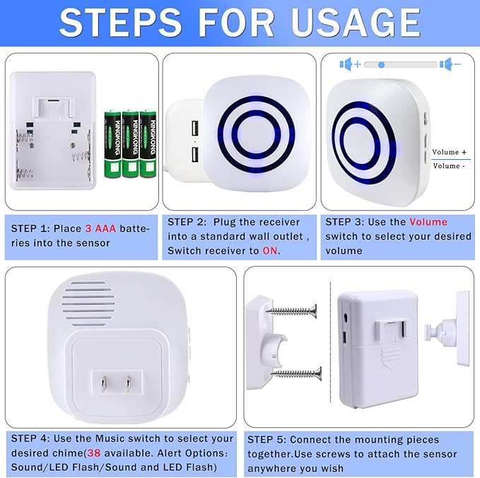 Motion Sensor Alarm, Wireless Driveway Alarm Indoor Home Security Business