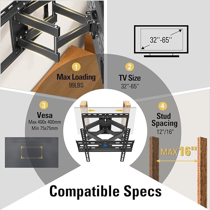 Mounting Dream TV Wall Mount for 32-65 Inch Television, Mount