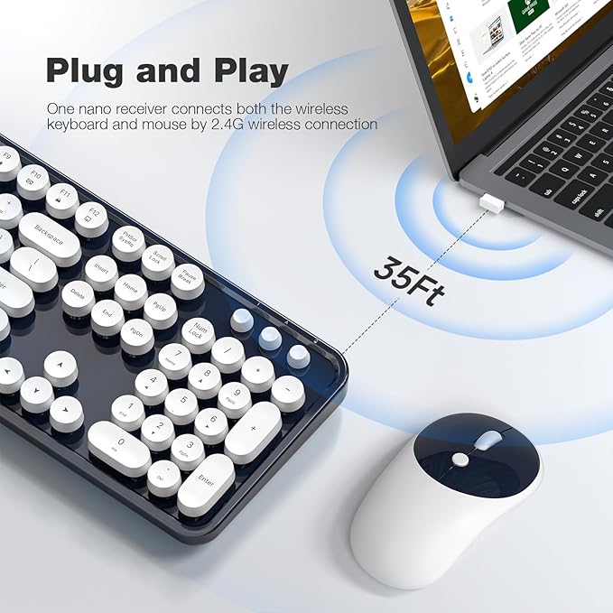 MOFII Wireless Keyboard and Mouse Combo, Computer Full Size 2.4G Plug and Play