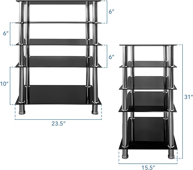 Mount-It! Tempered Glass AV Component Media Stand, Audio Tower and Media Center