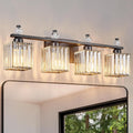 FDPBY Vanity Lights 4-Light Modern Crystal Vanity Light Sand Black Bathroom
