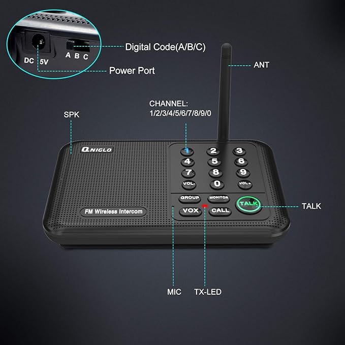 Intercoms Wireless for Home, 5280 Feet Long Range Wireless Intercom System for