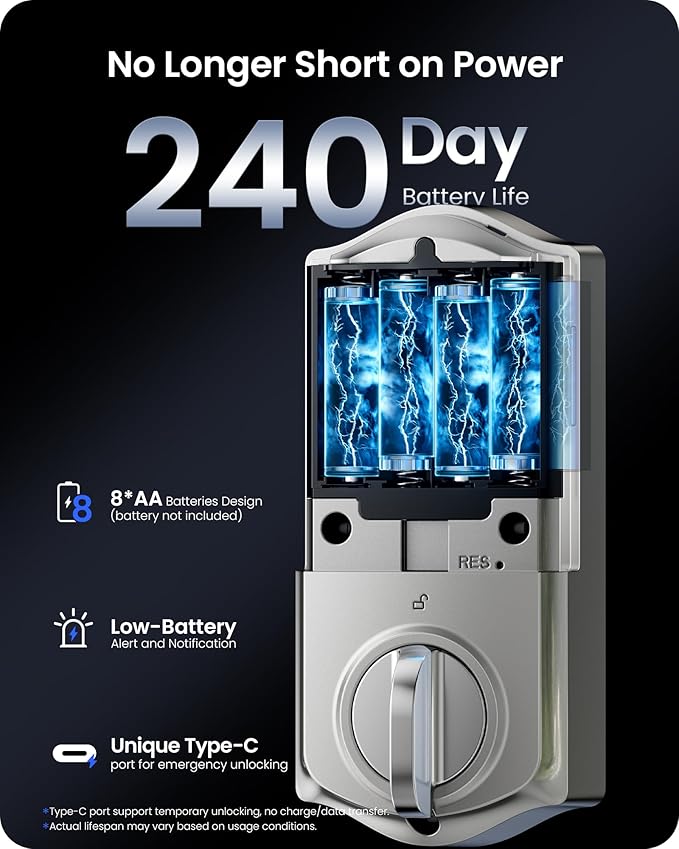 Veise VE027-H Built-in Wi-Fi Fingerprint Smart Deadbolt Lock