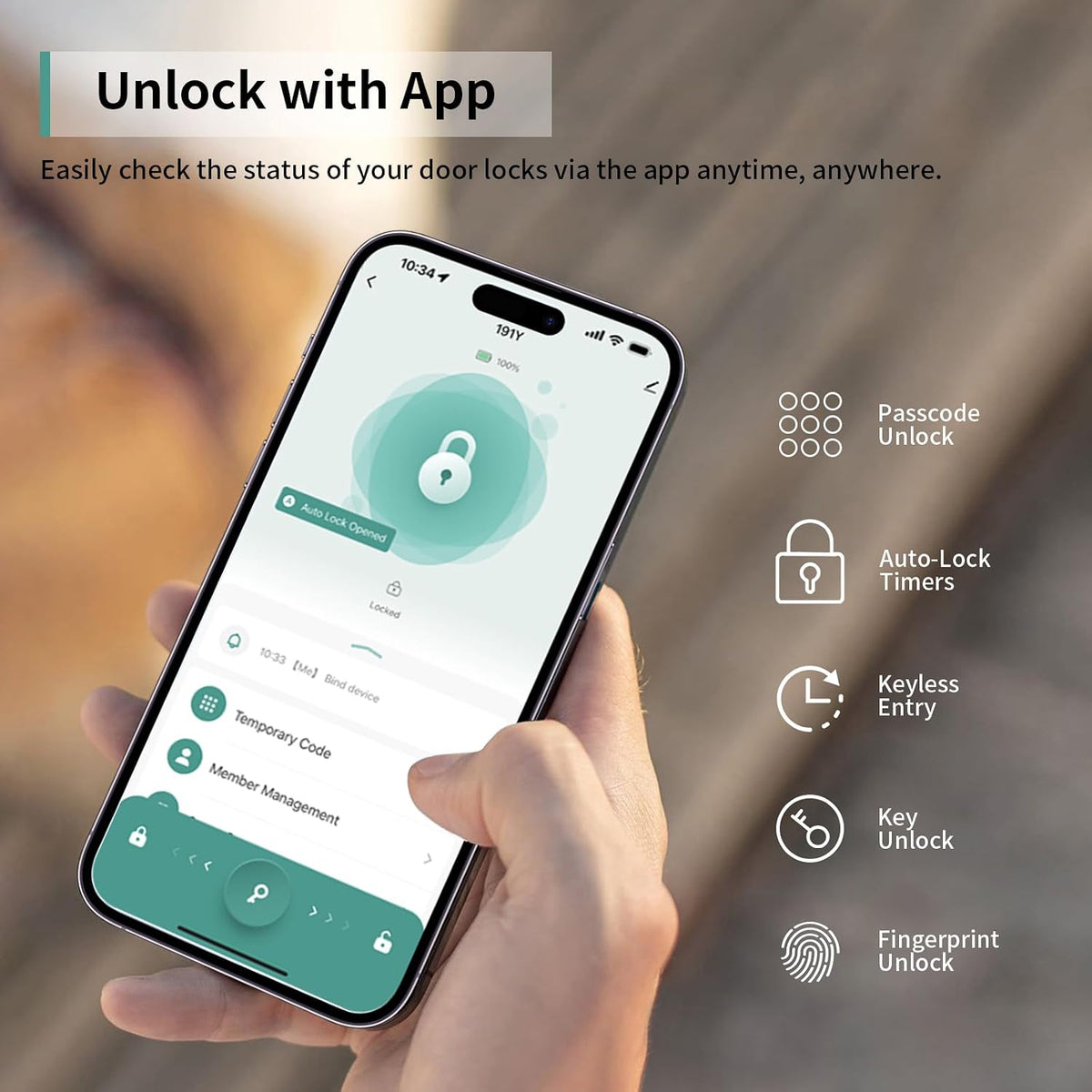 IRONZON 191Y 4-in-1 Smart Fingerprint Door Handle with App Control