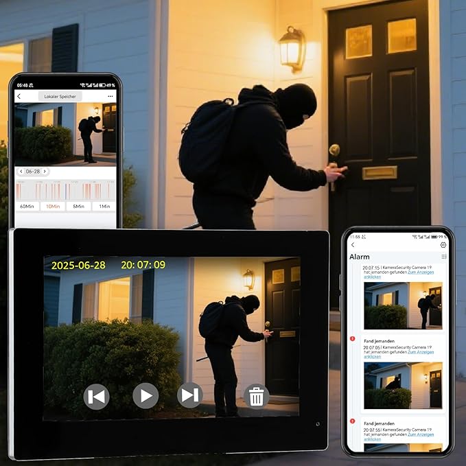 KeonBell Video Door intercom 2-Wired, doorbell withCamera, Full HD Camera
