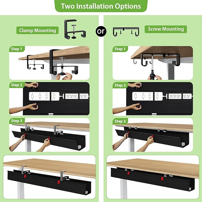 KEEGH Extra Large 48" Under Desk Cable Management Tray