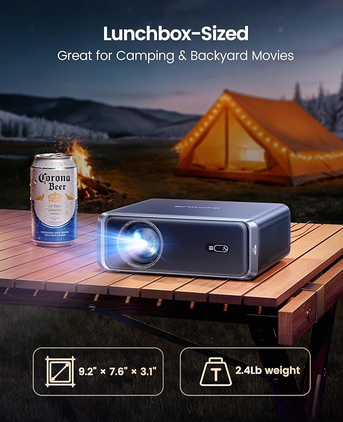 Smart-Projector with WiFi6 and Bluetooth, Outdoor Movie Projector & DoIby