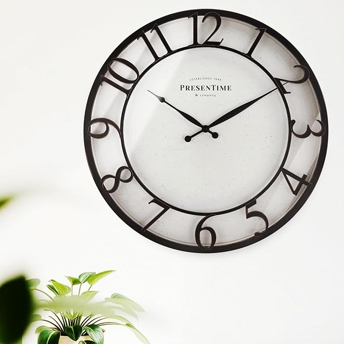 Presentime & Co 21" Farmhouse Series Wall Clock, Vintage Style, Retro Clock