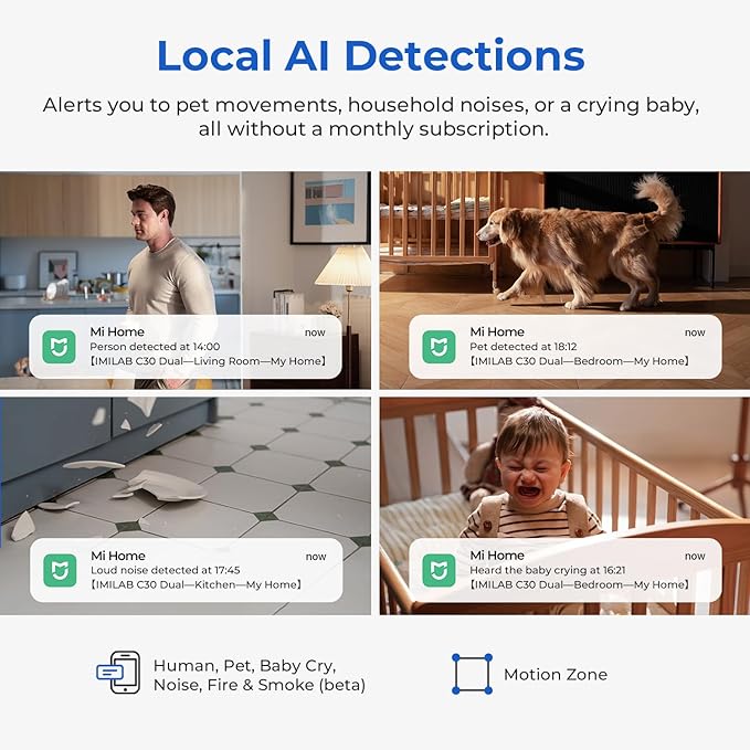 IMILAB C30 Dual Security Camera Indoor, 3K+3K Lens Pet/Baby Monitor Camera