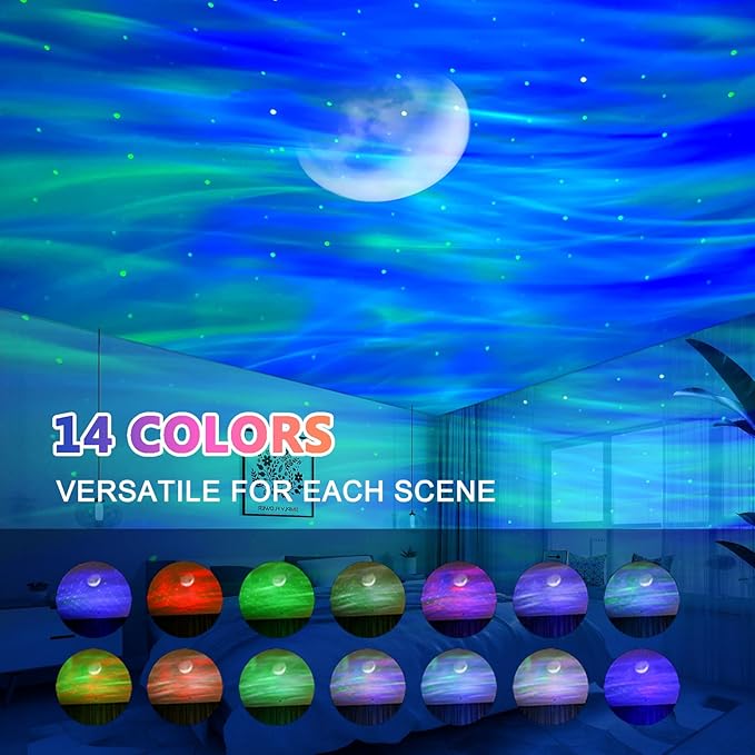 ELITUN Star and Aurora Night Light, Dual Effect Moon Galaxy Projector