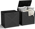 31 Gallon Outdoor Storage Box, Large Resin Deck Box for Patio Cushions, Garden Tools, Pool Accessories, Waterproof and Lockable Design, Storage Bench for Backyard & Deck(Black)