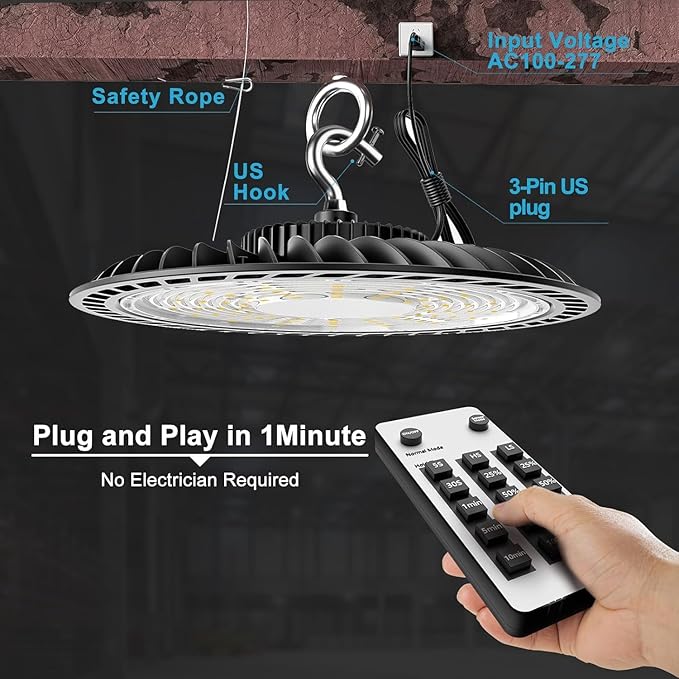 Lightdot 4Pack 150W Smart LED High Bay Lights 22500lm UFO High Bay LED Shop