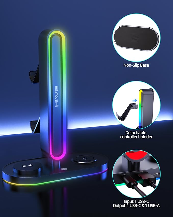 HiWe Universal RGB Gaming Headphone Stand