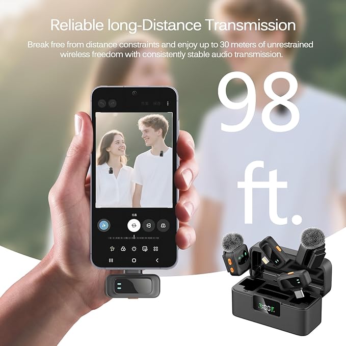 LIZHUZHONG Ai Mini Mic Wireless Lavalier Microphone System, Magnetic & Clip-On