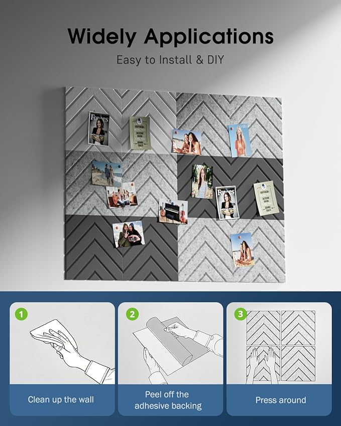 Woovio Sound Proof Foam Panels for Walls, 12 Pack Self-Adhesive Acoustic Panels