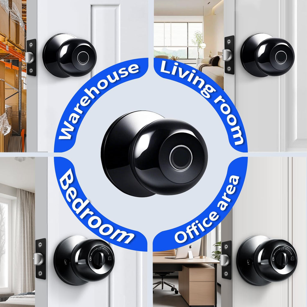 smart fingerprint door lock with app control & on a desk or shelf