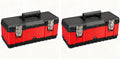 Jack Boss Steel Tool Box 15.5 Inch Small Portable Tool Organizer Box with Built-in Short Non-slip Handle Car Box with Removable tray (Pack of 2)