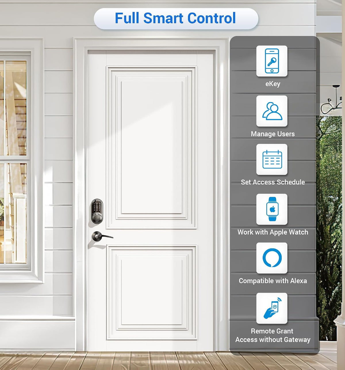 veise rz07b fingerprint smart lock with 2 lever, side view