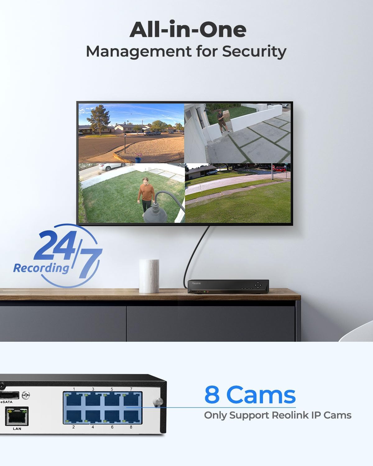 reolink 12mp poe ip camera outdoor, bullet surveillance, front angle view