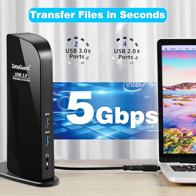 ZettaGuard USB 3.0 and USB-C Universal Laptop Docking Station