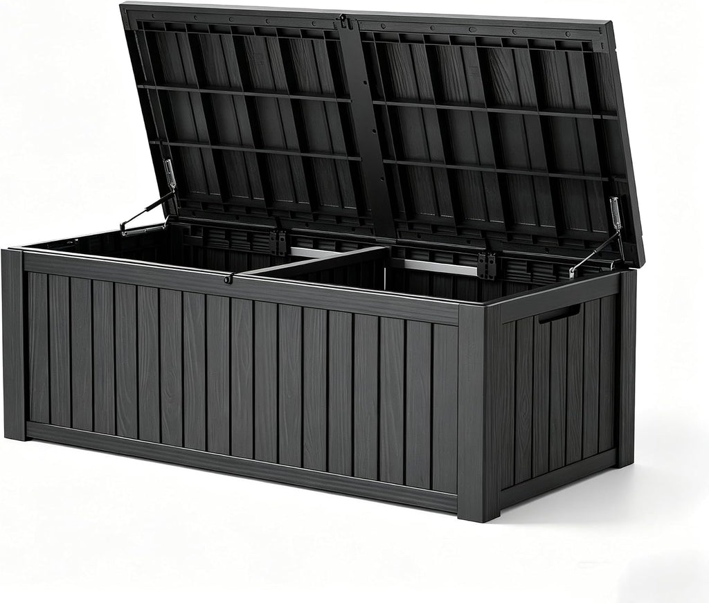 Waterproof Outdoor Storage Box, Resin Patio Organizer,200 Gal,Black