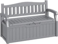 80-Gallon Outdoor Storage Bench, Waterproof Deck Box with Lockable Lid & Armrests for Patio, Garden, Pool, Gray