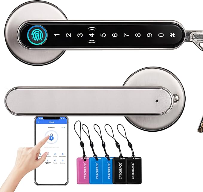 Smart Lock, CATCHFACE Fingerprint Door Lock TTLock Smart Door Knob Smart Door