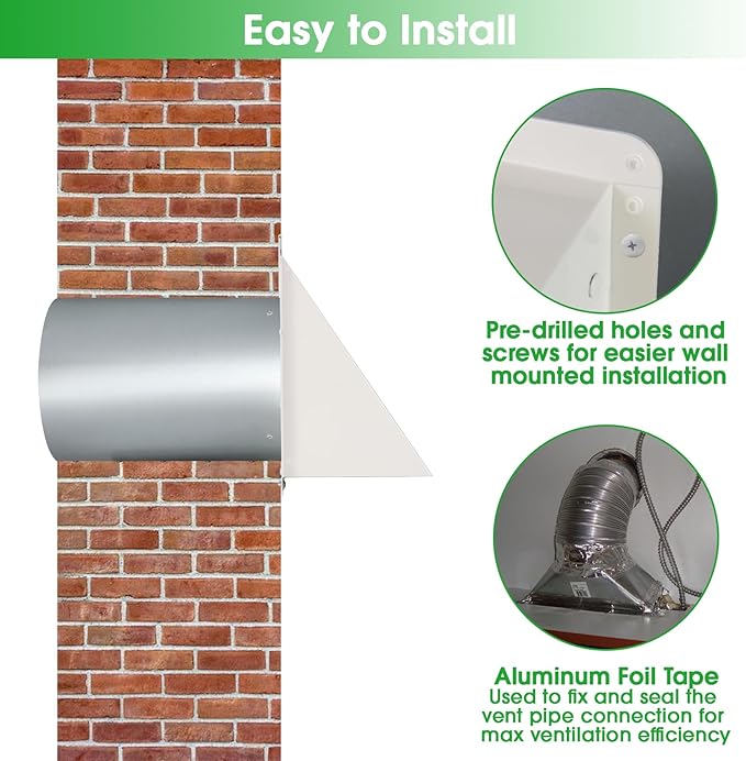 4 Inch Dryer Vent Cover Outside, Dryer Vent Cover Outdoor Exterior Vent Cover