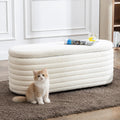 45.5" Modern Storage Ottoman Bench, White Sherpa