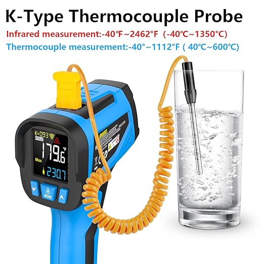 TEMIRUP Infrared Thermometer Temperature Gun -40℉ to 2462℉, 30:1 High Temp