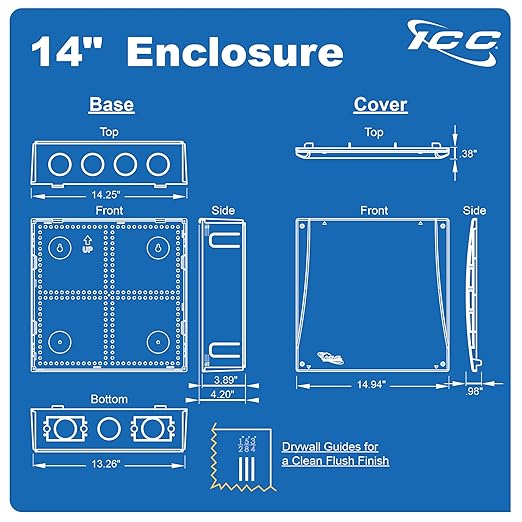 ICC 14” Plastic Structured Wiring Enclosure, Media Enclosure