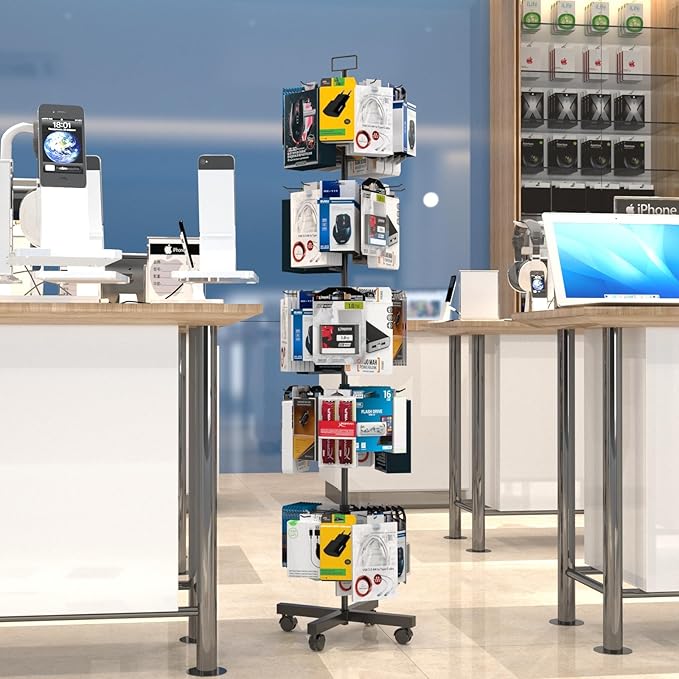 YEOOE Retail Display Racks 5 Tier Spinning Display Stand, Movable Shop Spinner