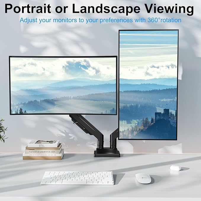 ErgoFocus Dual Monitor Mount for Screens up to 43", Heavy Duty Ultrawide Dual