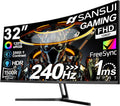 SANSUI 32 Inch Curved 240Hz Gaming Monitor High Refresh Rate, FHD 1080P Gaming