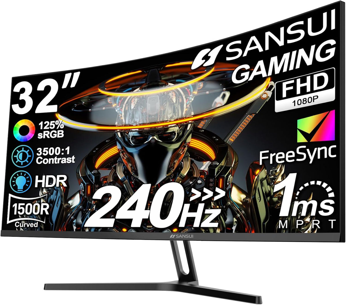 SANSUI 32 Inch Curved 240Hz Gaming Monitor High Refresh Rate, FHD 1080P Gaming