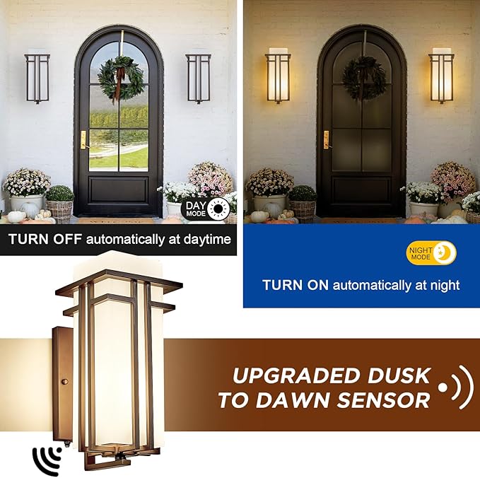 15.35"H Matte Brown Outdoor Wall Light Large Outdoor Wall Lantern Oil Rubbed
