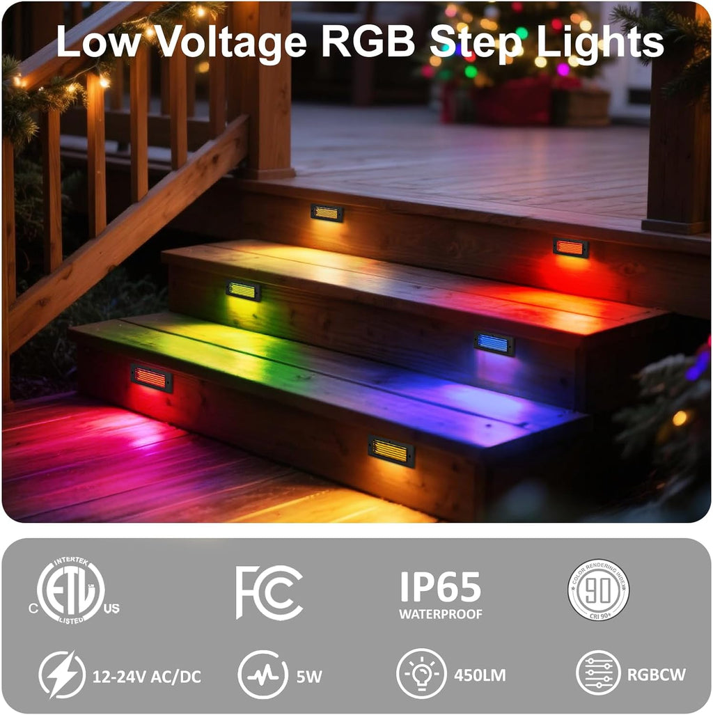 outdoor stair lights with color changing for surface, close-up detail