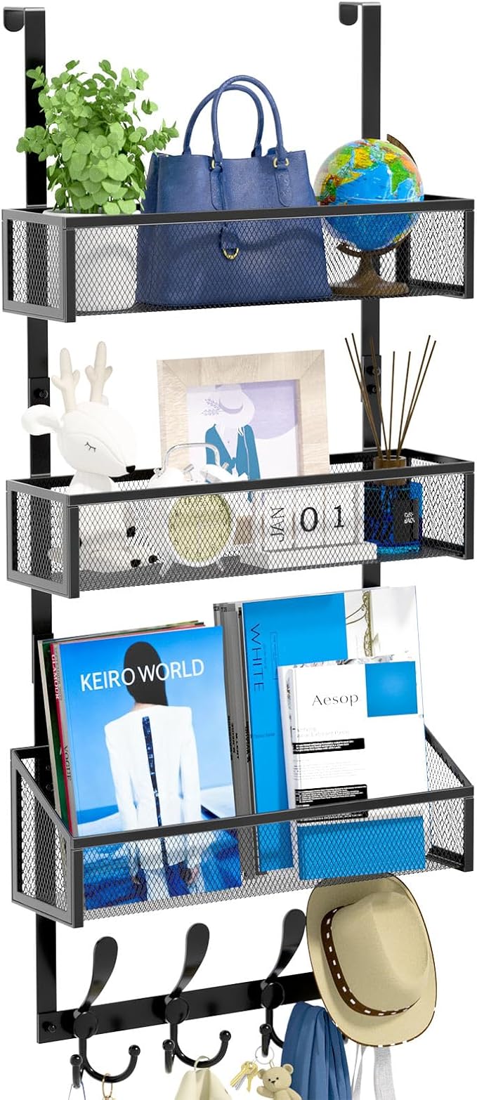 Kaiferty Over The Door Hooks Organizer, Coat Rack Over The Door Storage Hanger