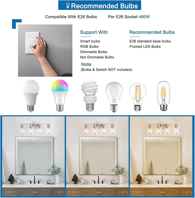 4 Light Bathroom Vanity Light, Brushed Nickel 4-Light Bathroom Light Fixtures