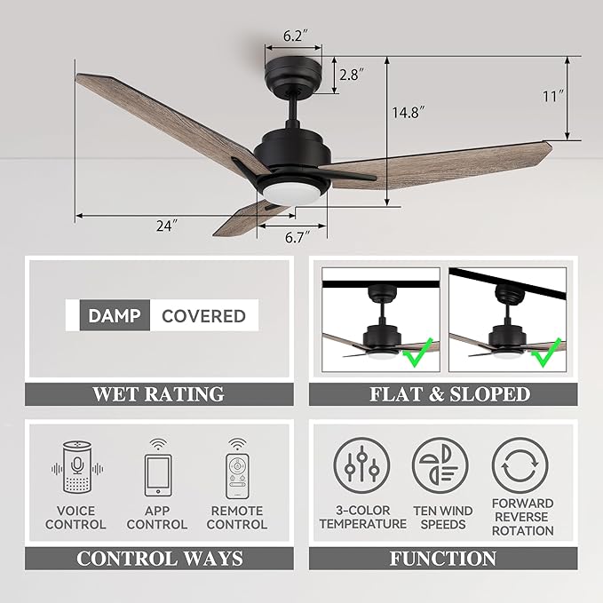 SMAAIR 48 Inch Smart Ceiling Fan