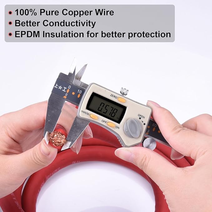 Shirbly 4/0 Gauge Battery Cable, 20FT Red 4/0 AWG Pure Copper Wire Welding Cable