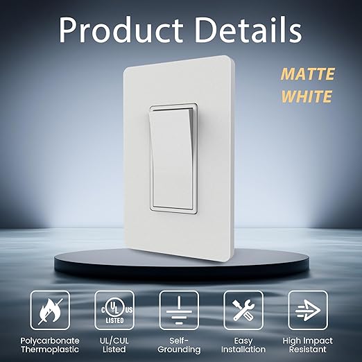 ThunderWay 3 Way Matte White Light Switch (30 Pack)