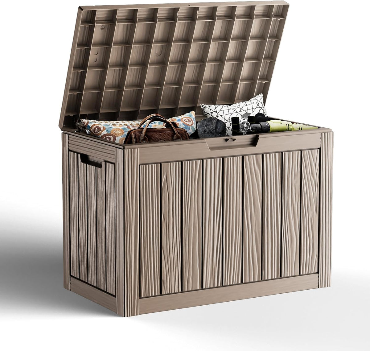 50 Gallon Outdoor Storage Box, Resin Deck Boxes Waterproof, IndoorOutdoor Bin for Package Delivery, Patio Cushions, Gardening Tools, Lockable, UV Resistant