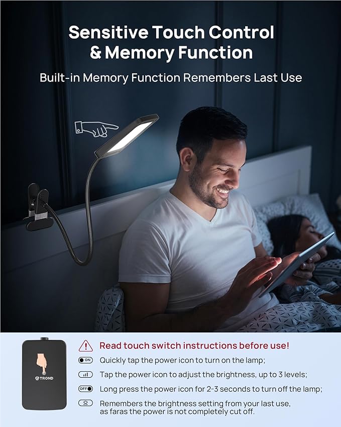 TROND LED Desk Lamp with Clamp, 1000LM Super Bright 3-Level Dimmable Desk Light