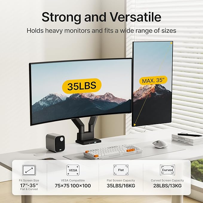 monTEK Dual Monitor Mount with USB Monitor Arms